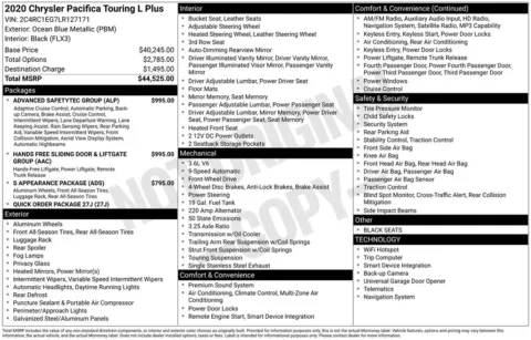 Photos of 2020 Chrysler Pacifica Touring L Plus for sale in Abrams, WI at Gregg Young Abrams Chrysler Dodge Jeep Ram