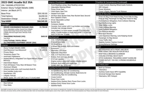 Photos of 2023 GMC Acadia SLE for sale in Abrams, WI at Gregg Young Abrams Chrysler Dodge Jeep Ram