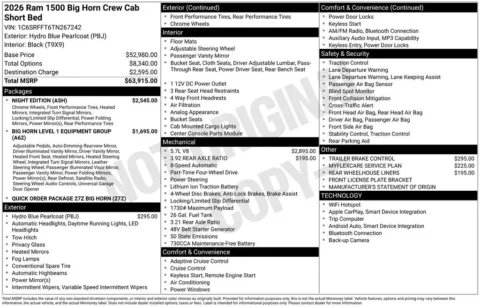 Photos of 2026 Ram 1500 Big Horn/Lone Star for sale in Abrams, WI at Gregg Young Abrams Chrysler Dodge Jeep Ram