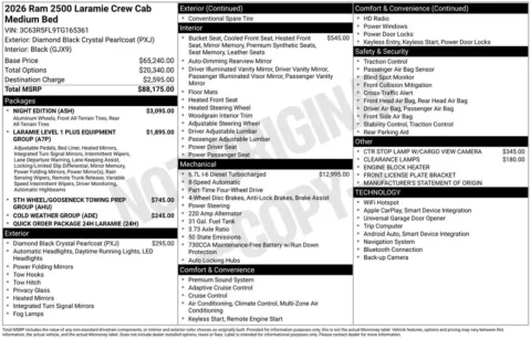 Photos of 2026 Ram 2500 Laramie for sale in Abrams, WI at Gregg Young Abrams Chrysler Dodge Jeep Ram