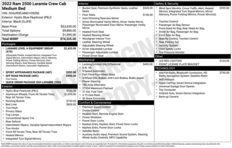 Photos of 2022 Ram 2500 Laramie for sale in Abrams, WI at Gregg Young Abrams Chrysler Dodge Jeep Ram