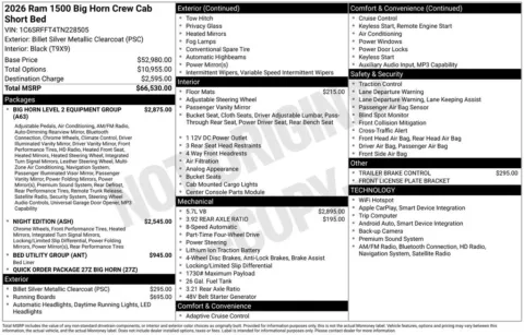 Photos of 2026 Ram 1500 Big Horn/Lone Star for sale in Abrams, WI at Gregg Young Abrams Chrysler Dodge Jeep Ram