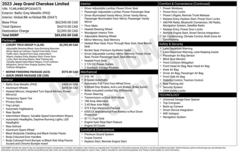 Photos of 2023 Jeep Grand Cherokee Limited for sale in Abrams, WI at Gregg Young Abrams Chrysler Dodge Jeep Ram