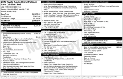 Photos of 2022 Toyota Tundra Hybrid Platinum for sale in Abrams, WI at Gregg Young Abrams Chrysler Dodge Jeep Ram