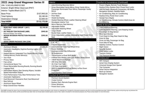 Photos of 2022 Jeep Grand Wagoneer Series III for sale in Abrams, WI at Gregg Young Abrams Chrysler Dodge Jeep Ram