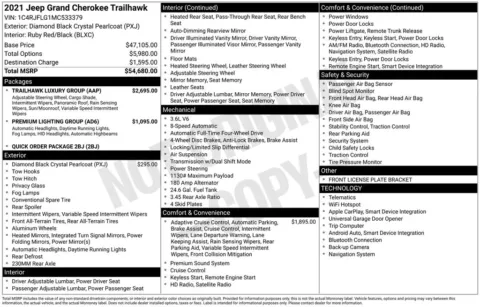 Photos of 2021 Jeep Grand Cherokee Trailhawk for sale in Abrams, WI at Gregg Young Abrams Chrysler Dodge Jeep Ram