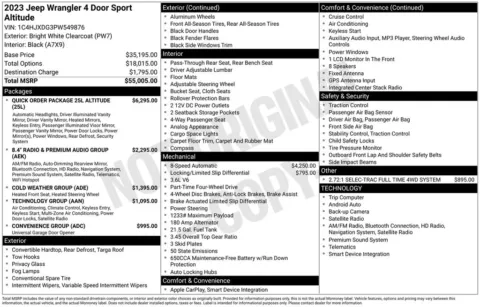 Photos of 2023 Jeep Wrangler Sport for sale in Abrams, WI at Gregg Young Abrams Chrysler Dodge Jeep Ram