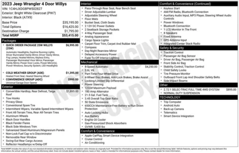 Photos of 2023 Jeep Wrangler Willys for sale in Abrams, WI at Gregg Young Abrams Chrysler Dodge Jeep Ram