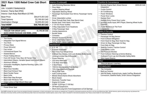 Photos of 2021 Ram 1500 Rebel for sale in Abrams, WI at Gregg Young Abrams Chrysler Dodge Jeep Ram