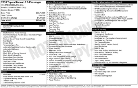 Photos of 2018 Toyota Sienna LE for sale in Abrams, WI at Gregg Young Abrams Chrysler Dodge Jeep Ram
