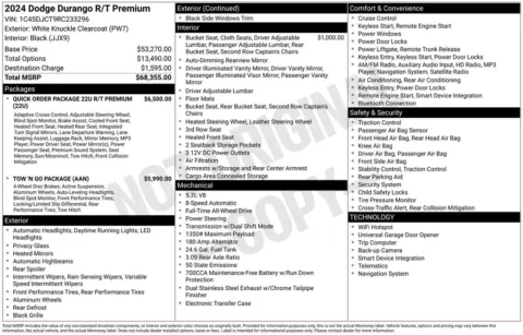 Photos of 2024 Dodge Durango R/T for sale in Abrams, WI at Gregg Young Abrams Chrysler Dodge Jeep Ram