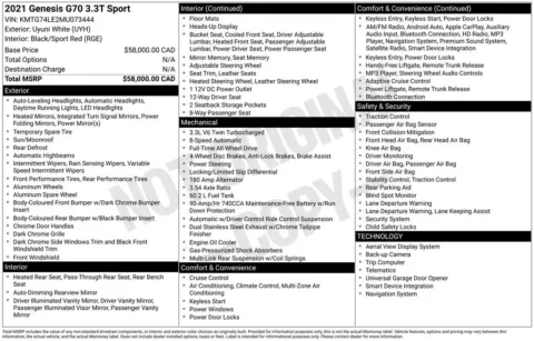 Photos of 2021 Genesis G70 3.3T for sale in Abrams, WI at Gregg Young Abrams Chrysler Dodge Jeep Ram