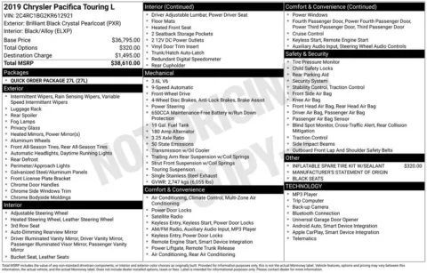 Photos of 2019 Chrysler Pacifica Touring L for sale in Abrams, WI at Gregg Young Abrams Chrysler Dodge Jeep Ram