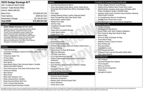 Photos of 2025 Dodge Durango R/T Plus for sale in Abrams, WI at Gregg Young Abrams Chrysler Dodge Jeep Ram