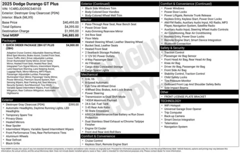 Photos of 2025 Dodge Durango GT Plus for sale in Abrams, WI at Gregg Young Abrams Chrysler Dodge Jeep Ram