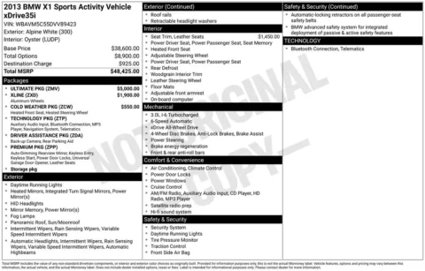 Photos of 2013 BMW X1 xDrive35i for sale in Abrams, WI at Gregg Young Abrams Chrysler Dodge Jeep Ram