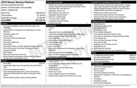 Photos of 2024 Nissan Murano Platinum for sale in Abrams, WI at Gregg Young Abrams Chrysler Dodge Jeep Ram