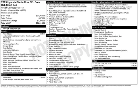 Photos of 2025 Hyundai Santa Cruz SEL for sale in Abrams, WI at Gregg Young Abrams Chrysler Dodge Jeep Ram