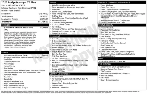 Photos of 2023 Dodge Durango GT Plus for sale in Abrams, WI at Gregg Young Abrams Chrysler Dodge Jeep Ram