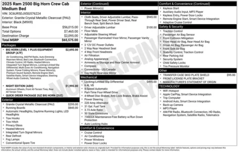 Photos of 2025 Ram 2500 Big Horn for sale in Abrams, WI at Gregg Young Abrams Chrysler Dodge Jeep Ram