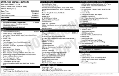 Photos of 2020 Jeep Compass Latitude for sale in Abrams, WI at Gregg Young Abrams Chrysler Dodge Jeep Ram