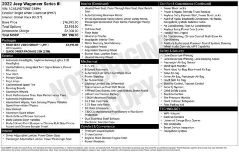 Photos of 2022 Jeep Wagoneer Series III for sale in Abrams, WI at Gregg Young Abrams Chrysler Dodge Jeep Ram