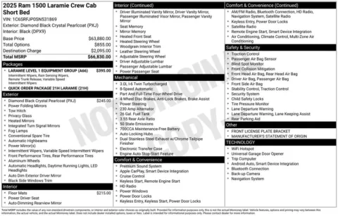 Photos of 2025 Ram 1500 Laramie for sale in Abrams, WI at Gregg Young Abrams Chrysler Dodge Jeep Ram