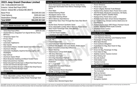 Photos of 2023 Jeep Grand Cherokee Limited for sale in Abrams, WI at Gregg Young Abrams Chrysler Dodge Jeep Ram