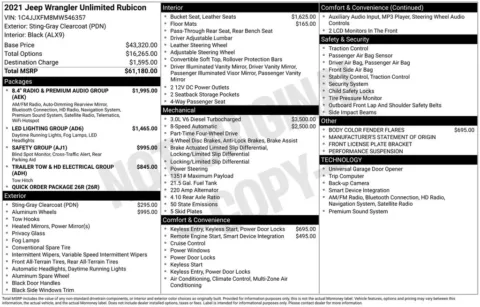 Photos of 2021 Jeep Wrangler Unlimited Rubicon for sale in Abrams, WI at Gregg Young Abrams Chrysler Dodge Jeep Ram