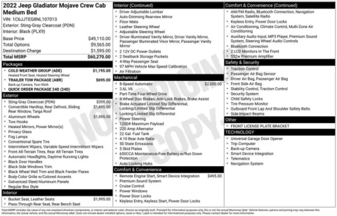 Photos of 2022 Jeep Gladiator Mojave for sale in Abrams, WI at Gregg Young Abrams Chrysler Dodge Jeep Ram