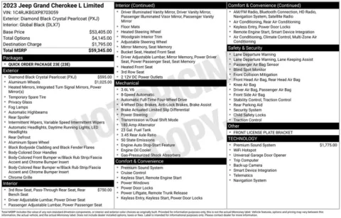 Photos of 2023 Jeep Grand Cherokee L Limited for sale in Abrams, WI at Gregg Young Abrams Chrysler Dodge Jeep Ram