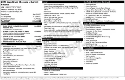 Photos of 2023 Jeep Grand Cherokee L Summit for sale in Abrams, WI at Gregg Young Abrams Chrysler Dodge Jeep Ram