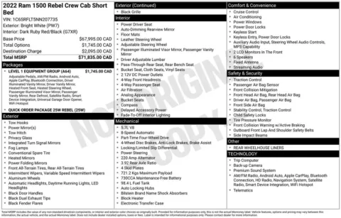 Photos of 2022 Ram 1500 Rebel for sale in Abrams, WI at Gregg Young Abrams Chrysler Dodge Jeep Ram