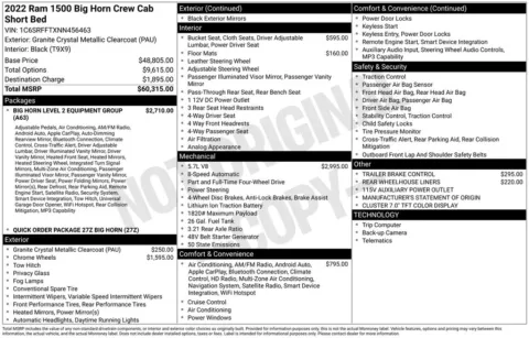 Photos of 2022 Ram 1500 Big Horn/Lone Star for sale in Abrams, WI at Gregg Young Abrams Chrysler Dodge Jeep Ram