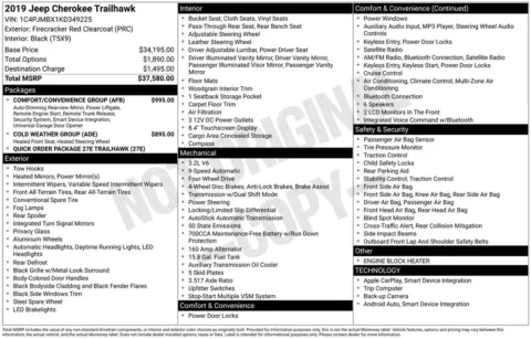 Photos of 2019 Jeep Cherokee Trailhawk for sale in Abrams, WI at Gregg Young Abrams Chrysler Dodge Jeep Ram