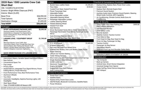 Photos of 2020 Ram 1500 Laramie for sale in Abrams, WI at Gregg Young Abrams Chrysler Dodge Jeep Ram