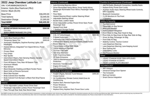 Photos of 2022 Jeep Cherokee Latitude Lux for sale in Abrams, WI at Gregg Young Abrams Chrysler Dodge Jeep Ram