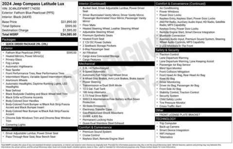 Photos of 2024 Jeep Compass Latitude Lux for sale in Abrams, WI at Gregg Young Abrams Chrysler Dodge Jeep Ram