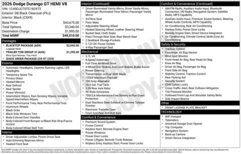 Photos of 2026 Dodge Durango GT HEMI V8 for sale in Abrams, WI at Gregg Young Abrams Chrysler Dodge Jeep Ram