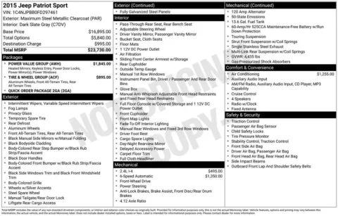 Photos of 2015 Jeep Patriot Sport for sale in Abrams, WI at Gregg Young Abrams Chrysler Dodge Jeep Ram