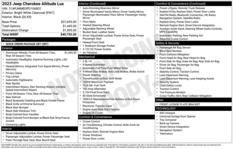 Photos of 2023 Jeep Cherokee Altitude for sale in Abrams, WI at Gregg Young Abrams Chrysler Dodge Jeep Ram