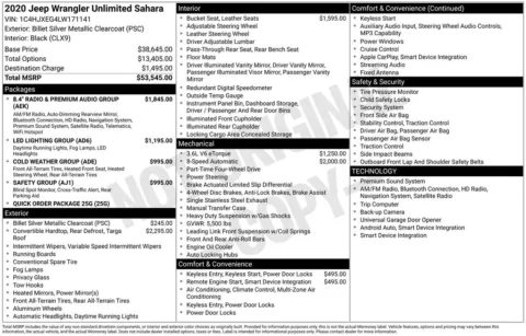 Photos of 2020 Jeep Wrangler Unlimited Sahara for sale in Abrams, WI at Gregg Young Abrams Chrysler Dodge Jeep Ram