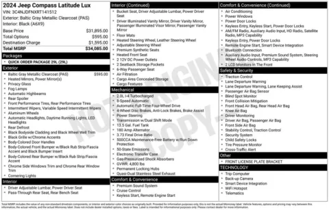 Photos of 2024 Jeep Compass Latitude Lux for sale in Abrams, WI at Gregg Young Abrams Chrysler Dodge Jeep Ram