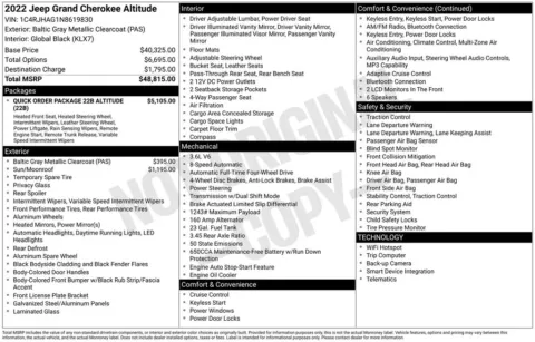 Photos of 2022 Jeep Grand Cherokee Altitude for sale in Abrams, WI at Gregg Young Abrams Chrysler Dodge Jeep Ram