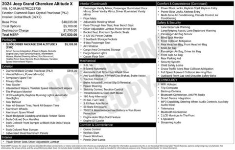 Photos of 2024 Jeep Grand Cherokee Altitude X for sale in Abrams, WI at Gregg Young Abrams Chrysler Dodge Jeep Ram