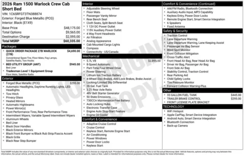 Photos of 2026 Ram 1500 Warlock for sale in Abrams, WI at Gregg Young Abrams Chrysler Dodge Jeep Ram