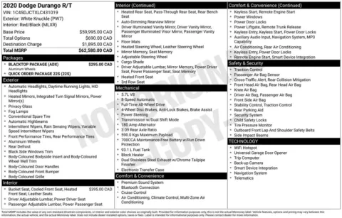 Photos of 2020 Dodge Durango R/T for sale in Abrams, WI at Gregg Young Abrams Chrysler Dodge Jeep Ram