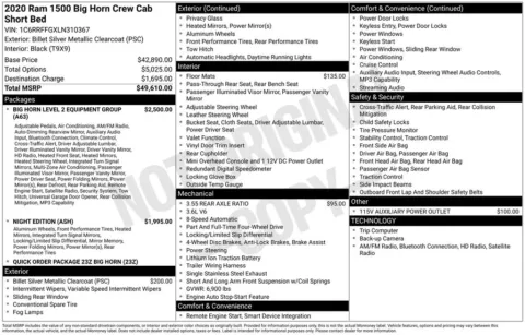 Photos of 2020 Ram 1500 Big Horn/Lone Star for sale in Abrams, WI at Gregg Young Abrams Chrysler Dodge Jeep Ram