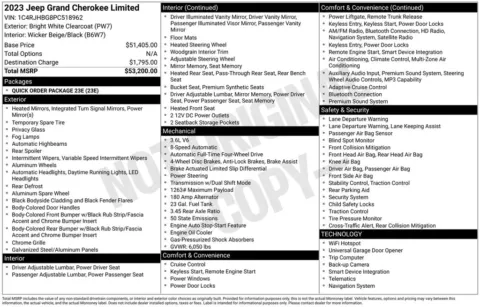 Photos of 2023 Jeep Grand Cherokee Limited for sale in Abrams, WI at Gregg Young Abrams Chrysler Dodge Jeep Ram