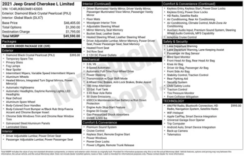 Photos of 2021 Jeep Grand Cherokee L Limited for sale in Abrams, WI at Gregg Young Abrams Chrysler Dodge Jeep Ram